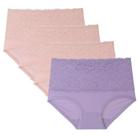 No Show Seamless Underwear Women Panty Packs Women  4PC Women Lace High Waisted Body Shaper Shorts Shapewear Panties
