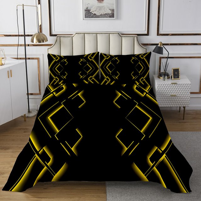 Erosebridal Abstract Bedspread Sets King Size for Teens, Gradient Rectangle Bed Quilt, Modern Checkered Decor