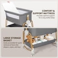 thumbnail image 4 of suihuooo 4-in-1 Rocking Baby Bassinet with Wheels and Storage Basket 7 Height Adjustable Mosquito Net for Newborn,Khaki, 4 of 7