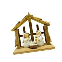 Kokiya Christmas Nativity Scene Statue Artwork Manger Statue for Cabinet Shelf Home