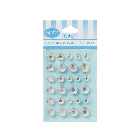 Offray Silver, Adhesive Gems Are Great Additions To Any Craft Project, 54 Pcs