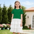 thumbnail image 6 of Girls' Tees Short Sleeve Cute Lace Hem Crewneck T Shirts Casual Pullover Tops Summer Tops for Girls 11-12 Years, 6 of 7