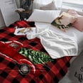 thumbnail image 3 of Merry Christmas Throw Flannel Blanket 50x60In Christmas Tree Truck Wood Grain Red Plaid Super Soft Cozy Bed Blanket, Lightweight Plush Fuzzy Bed Throw for Bedroom Sofa Couch Living Room, 3 of 4