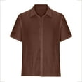 thumbnail image 4 of Wyobmus Mens Button Down Shirt Lightweight Loose Short Sleeve Layflat Collar Shirt Summer Loose Beach Resort Tops S-5X,Brown, 4 of 6