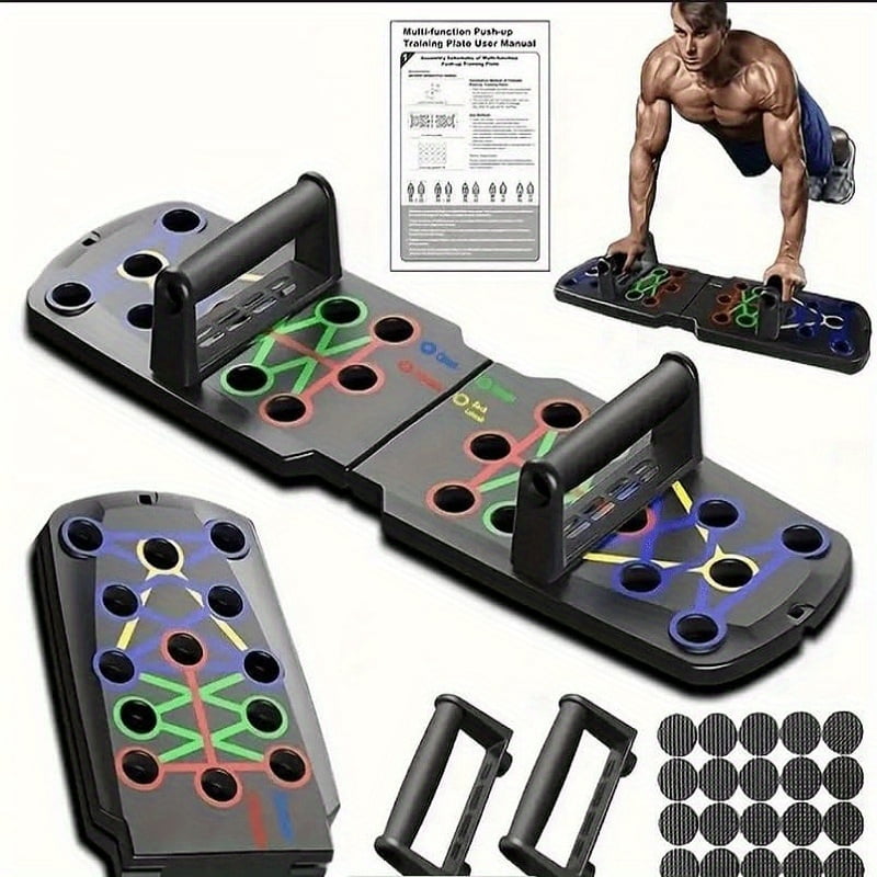 GLKEBY Push-up Rack Board, 15-in-1 Opvouwbaar Multifunctioneel Push Up Rack Fitness Trainingsuitrusting