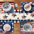 thumbnail image 5 of kladzum 4th of July Table Runner Fourth of July Decorations 13x72" Independence Day Table Runners Memorial Day Party Holiday Tablecloths Decor for Kitchen Home Dining Red White and Blue Decoration, 5 of 6