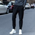 thumbnail image 1 of Moda hombres ropa deportiva pantalones casuales color sólido elástico jogging pantalones pantalones de chándal (L), 1 of 8