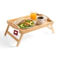 thumbnail image 1 of Mesa Plegable para Cama de Bambú Ultrachef, Bandeja para Desayunar o Trabajar con Asas Portátil, Charola de Servicio Multifuncional, Medidas: 45cmx31cm, 1 Pieza, 1 of 9