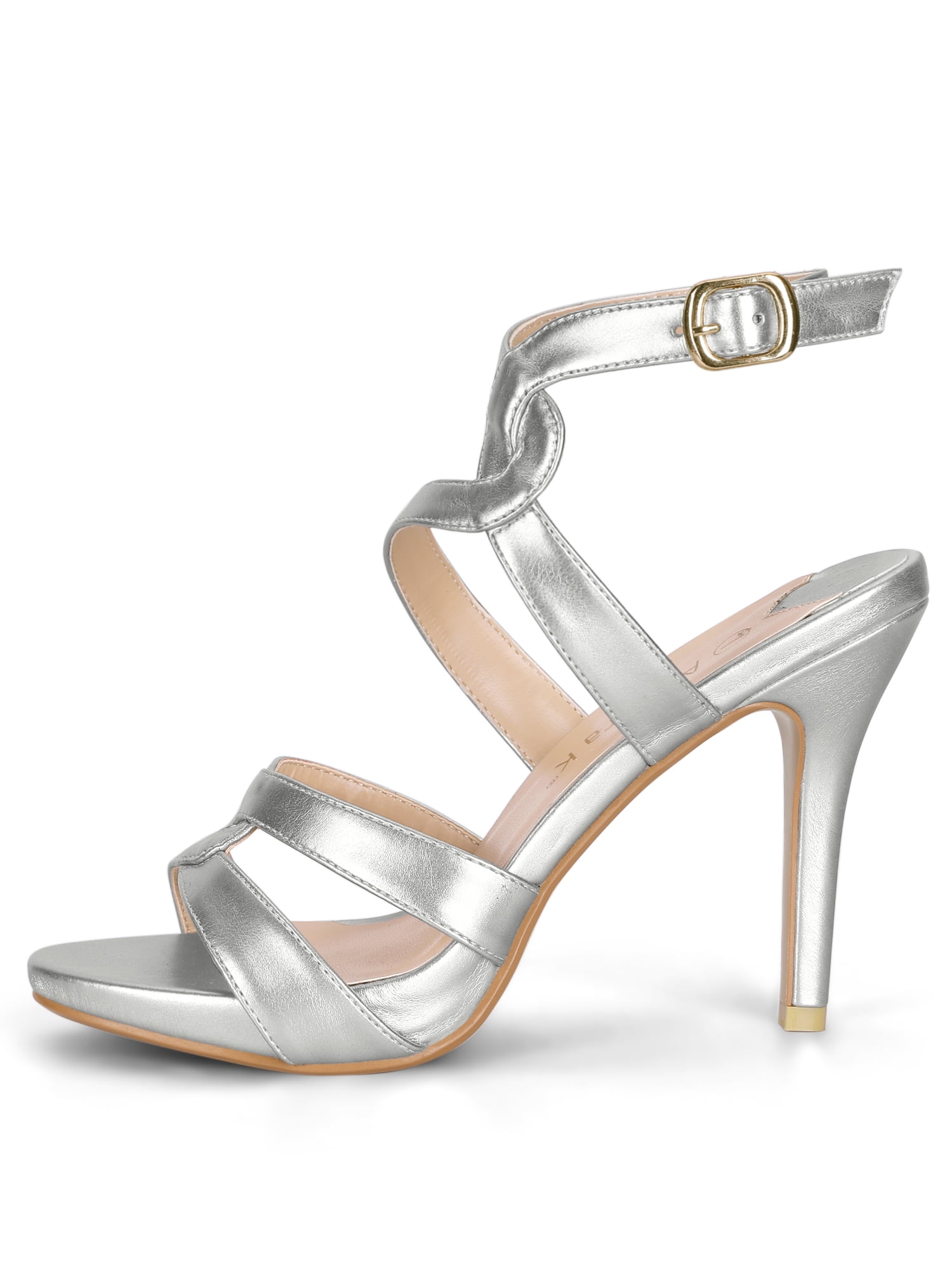 Women's Strappy Platform Stiletto Heel Sandals Silver (Size 5.5) Women's Strappy Platform Stiletto Heel Sandals Silver (Size 5.5)