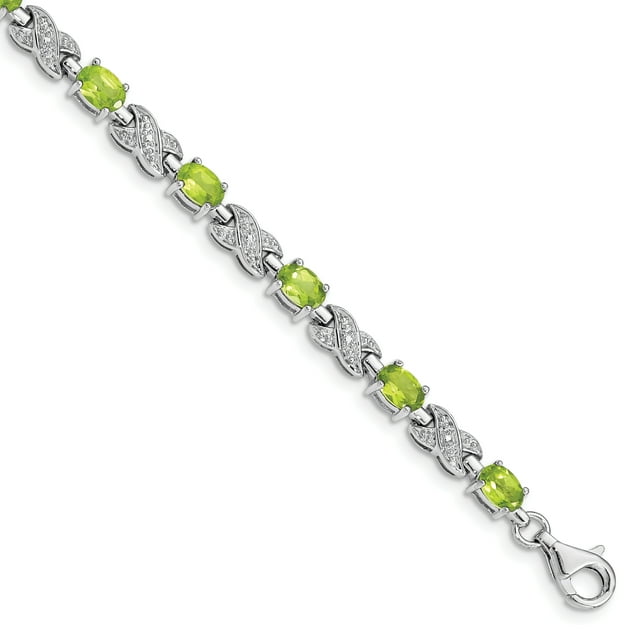 925 Sterling Silver Peridot Chain Tennis Bracelet Gemstone