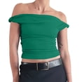 thumbnail image 5 of Womens Off The Shoulder Top Sleeveless Slim Fit Stretchy Tank Top Y2k Casual T Shirts, 5 of 6