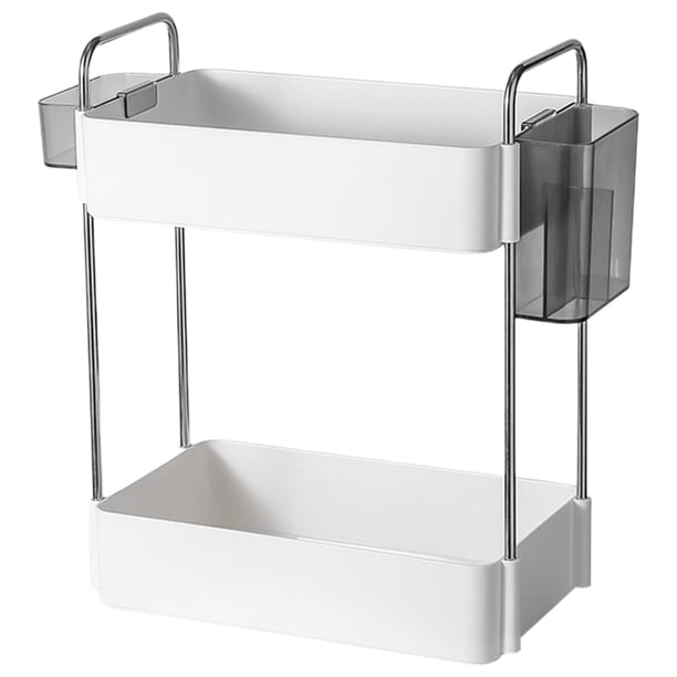 Estante de almacenamiento de baño de 2 niveles, organizador de mostrador, estante de especias de cocina, organizador de cosméticos