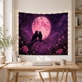 thumbnail image 4 of Two Black Ravens Beneath a Pink Moon with Roses, Romantic Gothic for Bird Lovers, Dark Floral Decor, Anniversary Gift, Tapestry Wall Hanging for Bedroom and Living Room, 4 of 5
