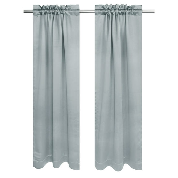 Your Zone Solid Blackout Curtain Panel Pair, Set of 2, Soft Silver, 30" W x 63" L