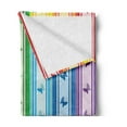 thumbnail image 2 of Geometric Soft Flannel Fleece Blanket, Striped Rainbow Pattern with Buttferflies Mixed Harmony Geometric Graphic Print, Cozy Plush for Indoor and Outdoor Use, 50" x 70", Multicolor, by Ambesonne, 2 of 5