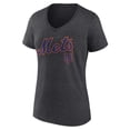 thumbnail image 2 of Women's Charcoal New York Mets Team Lockup V-Neck T-Shirt, 2 of 3