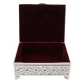 thumbnail image 4 of Caja de baratijas Bling Bling con patrón de rosa vintage en relieve de una sola capa con tapa abatible color plateado, 4 of 12