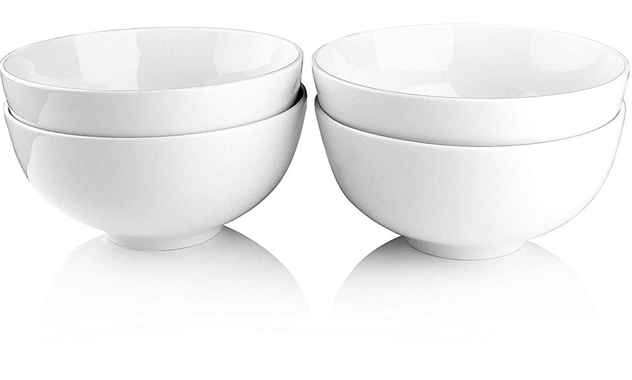 Melange Coupe 24Piece Porcelain Soup Bowl Set (White) Service for 24 Microwave, Dishwasher