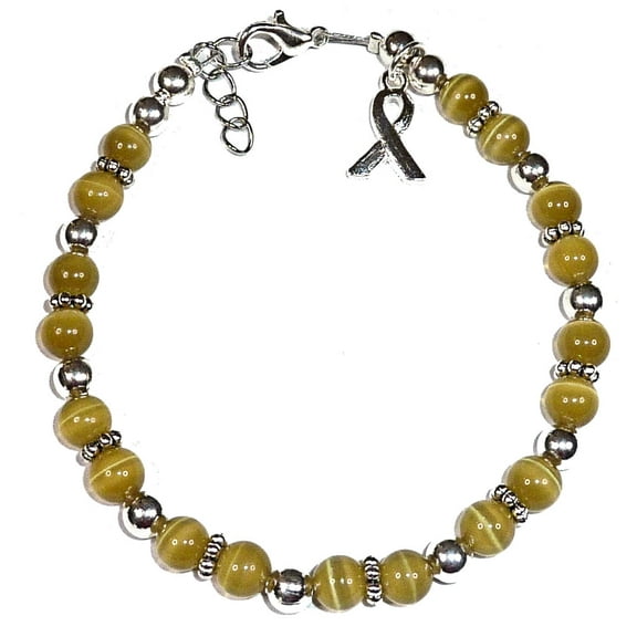 Childhood Cancer Awareness Bracelet by Hidden Hollow Beads - 7 3/4 in. - Fits Most Adults - Lobster Clasp (Golden)