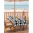 thumbnail image 2 of Outdoor Tablecloths with Umbrella Hole & Zipper, Bohemia 60 x102 Inch Rectangle Tablecloths, Retro Abstract Geometric Pattern Boho Black Waterproof Table Cloth, Patio/Pool/Picnic Table Covers, 2 of 8
