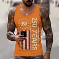 thumbnail image 4 of America 250th Anniversary Shirt for Men Independence Day 4th Of July Tank Top Retro American Flag Graphic Sleeveless Patriotic Tee We the People Crewneck Spring Summer Vest,Orange 4XL, 4 of 5