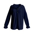 thumbnail image 4 of Hoodies Women Long Sleeve Hooded Top Small V Neck Button Shirt Sweatshirt Tops Solid Fall Winter Casual Outerwear, 4 of 4