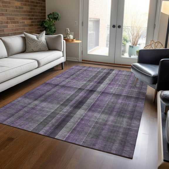 Addison Rugs Chantille Indoor/Outdoor Transitional Plaid Purple Washable Rectangle Rug, 8' x 10'