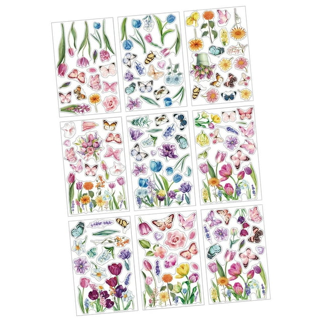 Floral Window Clings 9 Sheets Flower Window Stickers for Bathroom Glass Door