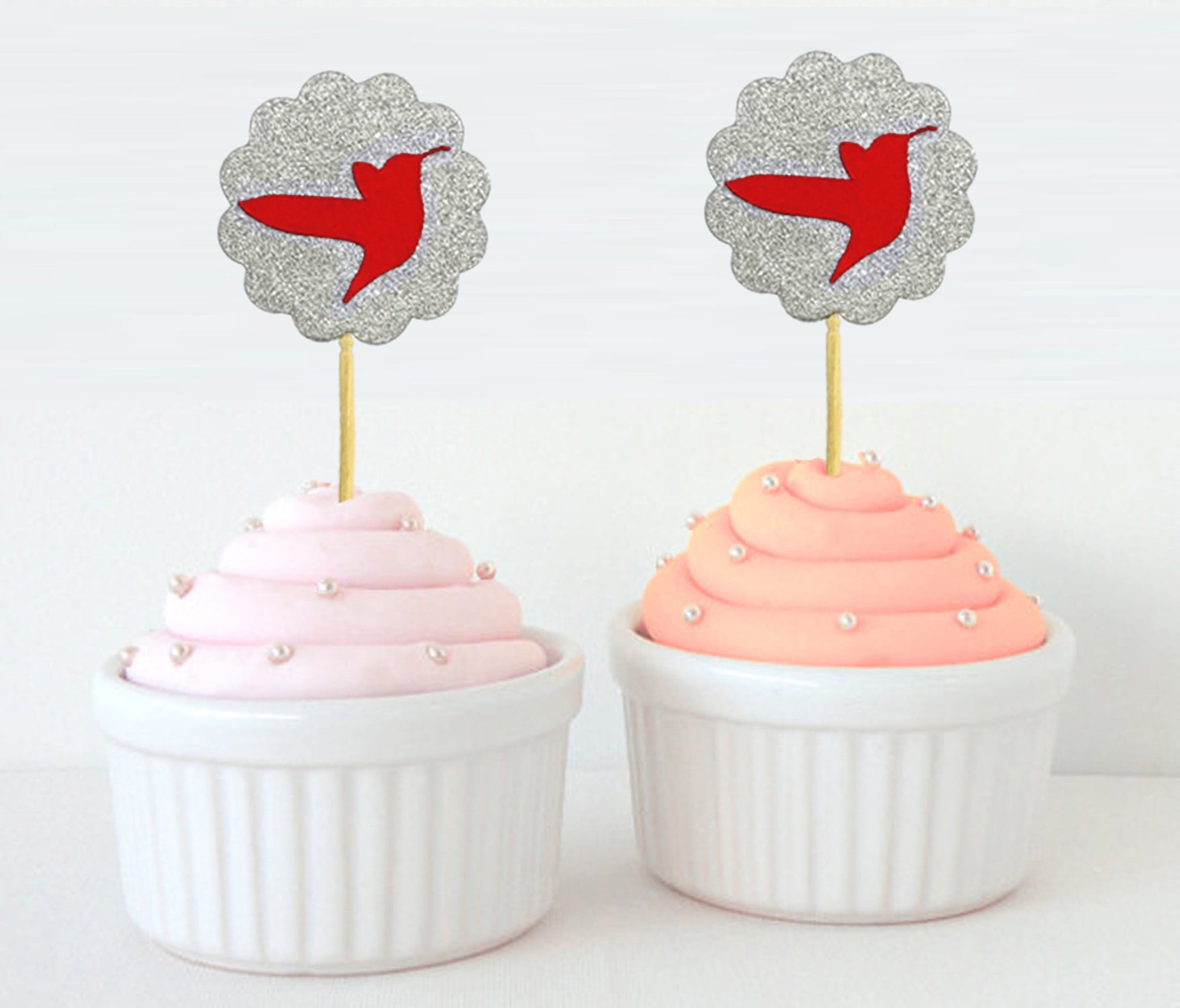 Mr & Mrs Wedding Cupcake Toppers – Pack Of 20 Glitter Silver Dessert Decorations For Wedding & Party