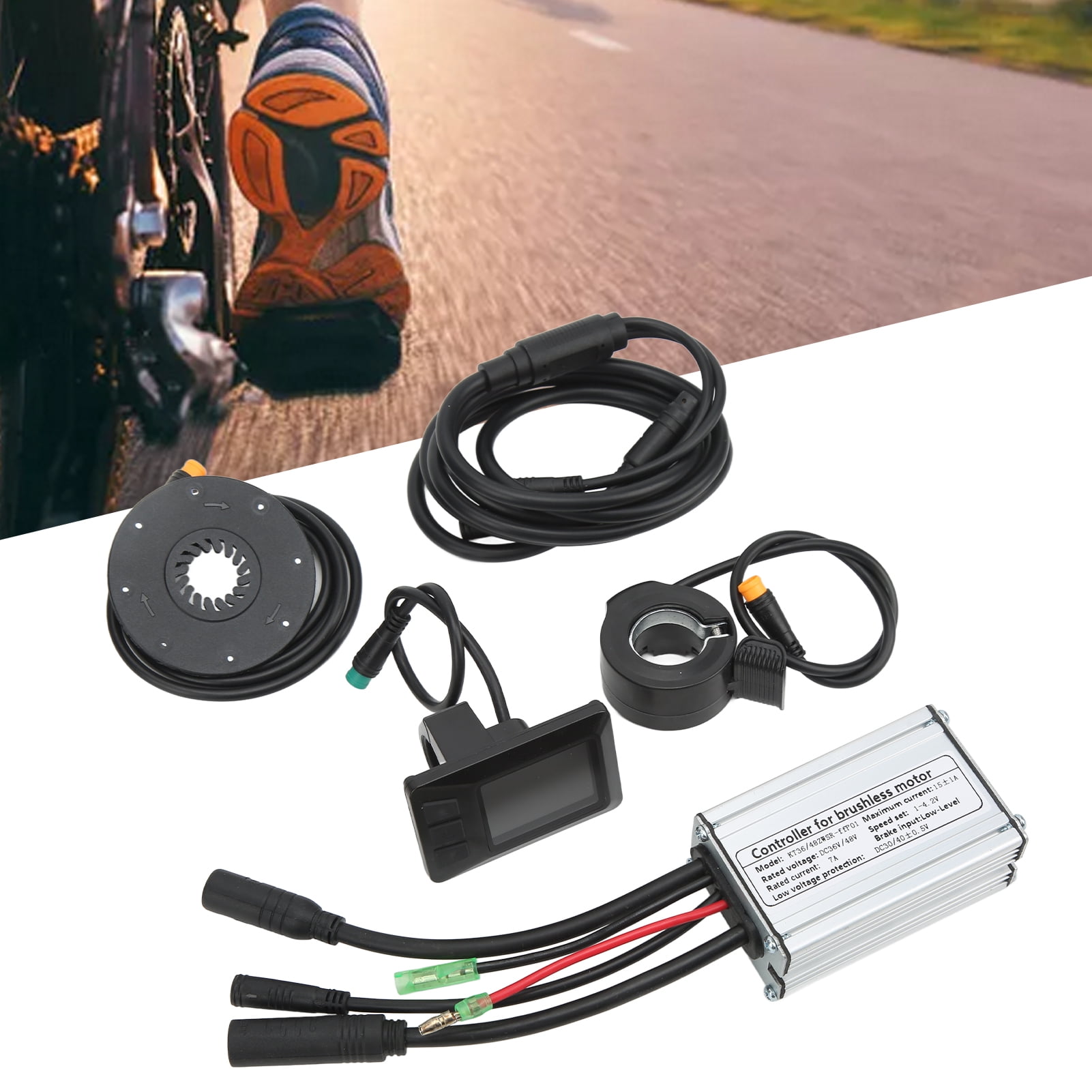 Electric Bike Conversion Kit Motor Controller 15A Speed Controller 36V 48V LCD7C Panel Thumb