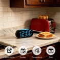 thumbnail image 6 of Digital Alarm Clock LED Display with Date, Day, Temperature, Adjustable Brightness, Dual Power (USB or Battery) for Bedroom or Office, 6 of 6