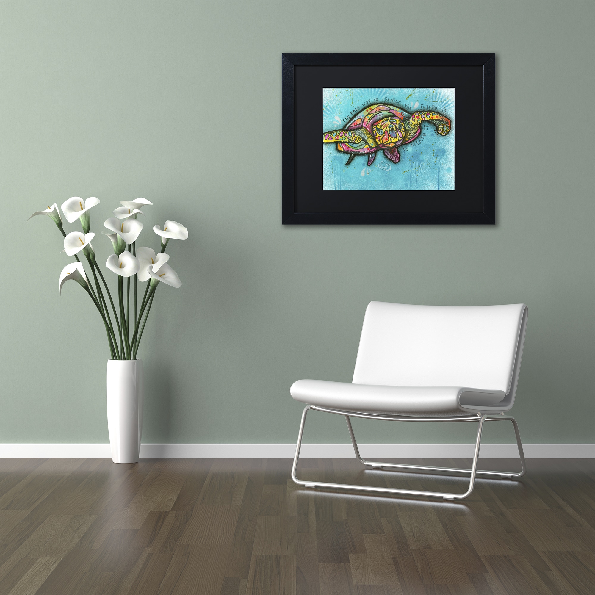Trademark Fine Art "Turtle" Canvas Art by Dean Russo, Black Matte, Black Frame