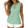 thumbnail image 3 of Asxite Tank Tops for Women Sleeveless Striped Print Round Neck Button Detail Casual Blouse, 3 of 5