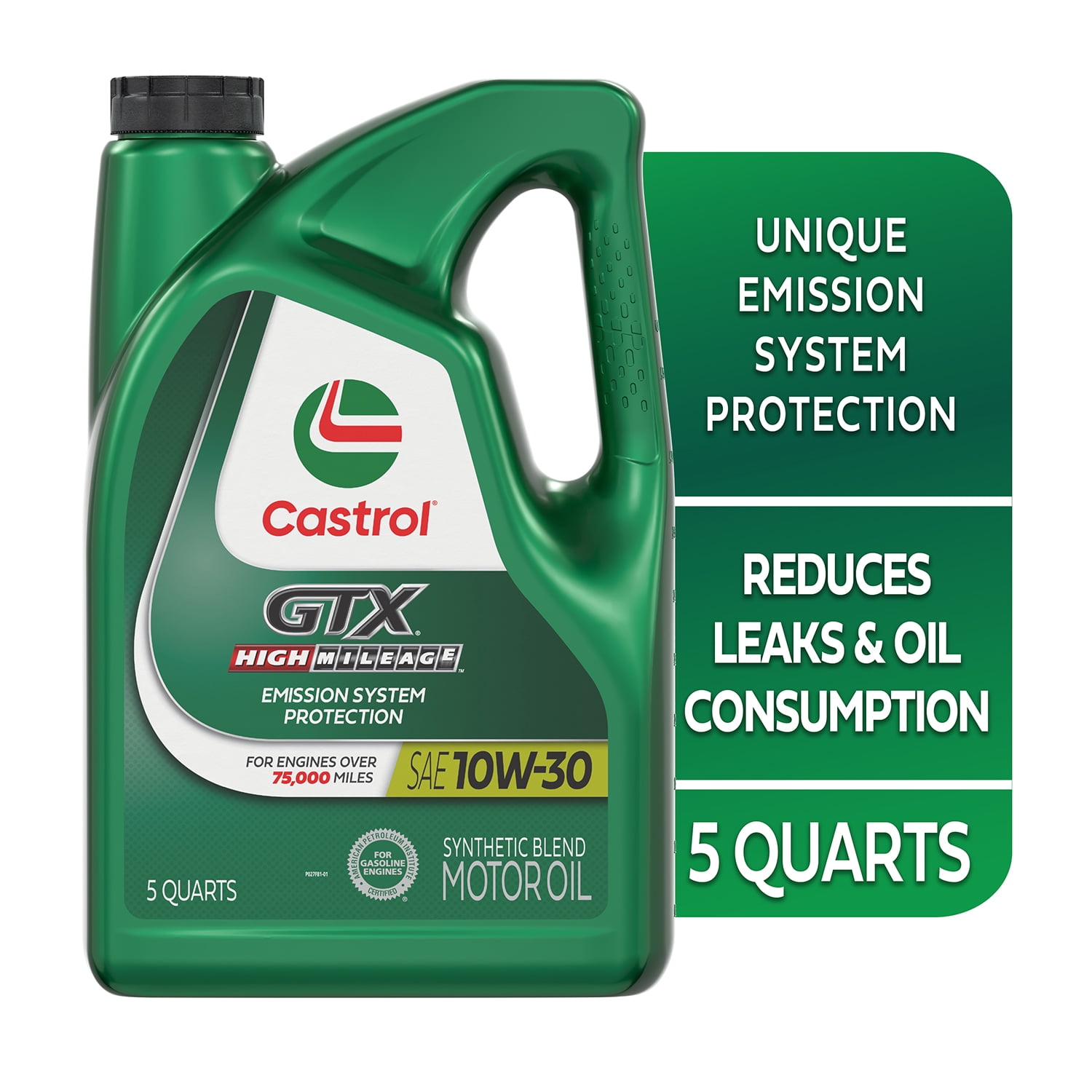(3 pack) Castrol GTX High Mileage 10W-30 Synthetic Blend Motor Oil, 5 Quarts
