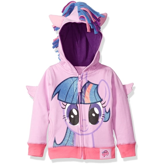 My Little Pony Little Girls' Toddler Mlp Rarity Fleece W Fringe and 3d Wg, Purple/Multi, 2T