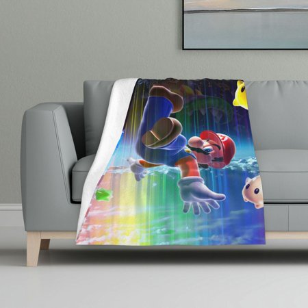 Super Mario Galaxy Blanket Cozy Ultra-Soft Micro Fleece Throw Blanket Sofa Flannel Blanket Decor Gift Bed Blanket 32x48in