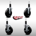 thumbnail image 2 of 5 Inch SS Soft Rubber Wheel Swivel 1-1/4 Inch Expanding Stem Caster Set 2 Brakes, 2 of 2