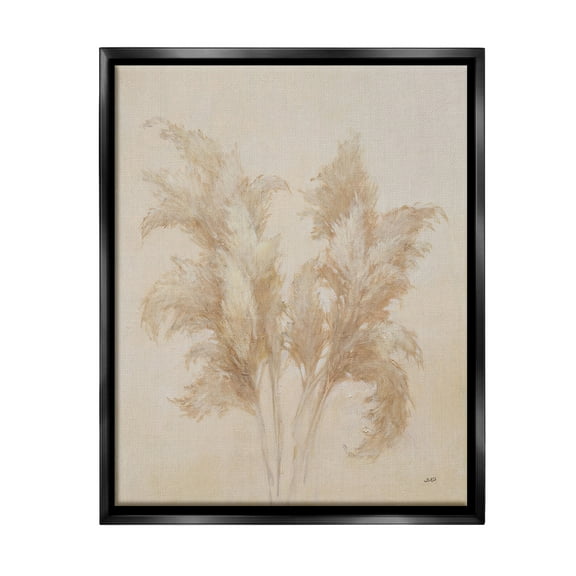 Stupell Industries Traditional Pampas Grass Botanical & Floral Painting Black Floater Framed Canvas Art Print Wall Art, 17 x 21