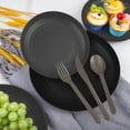 thumbnail image 3 of Zmleve Straw Cutlery Set, Unbreakable Plastic Plate and Bowl Set, Dishwasher and Microwave Safe, Multiple Colors, Serves8, 3 of 7