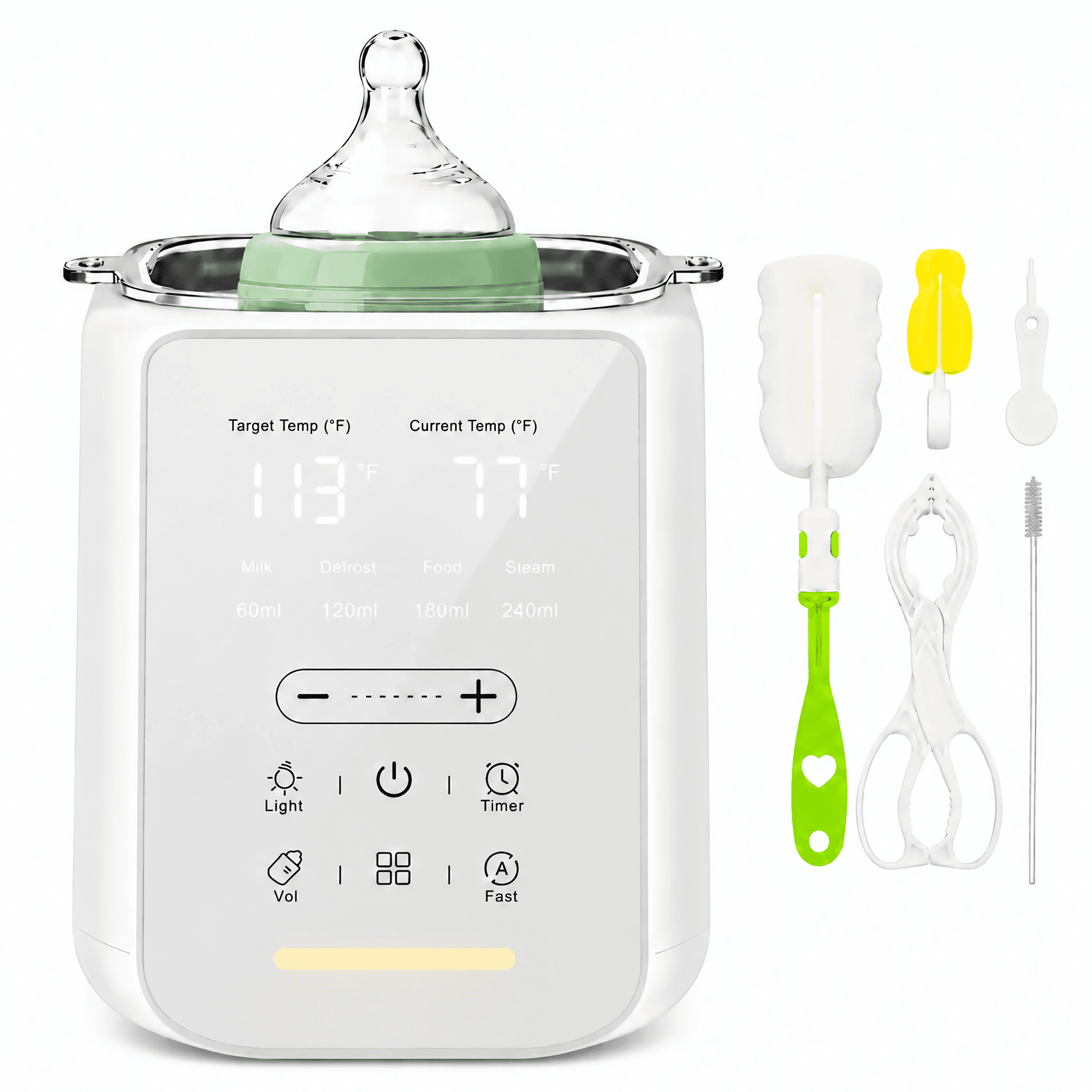 Lreya Baby Bottle Warmer, Smart Fast Milk Warmer & Food Heater, 212°F Steam Sterilizer & Defrost with Touch Screen LED Display, White
