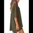 thumbnail image 3 of Traje Casual de Dos Piezas para Mujer, Camisa Holgada de Verano, Pantalones Cortos de Ciclismo, Ropa de Viaje para el Aeropuerto. Verde L, 3 of 8