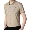thumbnail image 4 of Camisa de manga corta para hombre Camisa de vestir de manga corta para hombre de secado rápido, camisas de carga, tops de solapa casual, ropa de calle Yinane camisa de rayas, 4 of 8