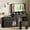 Black, variant on GALAXHERO Vanity Desk with Lighted Mirror and Glass Top, Makeup Table Combo with 5 Drawers and Cabinet, Dressing Table with Charging Station for Girls, Women, Black