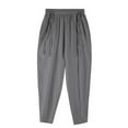 thumbnail image 7 of Men's Linen Pants Lightweight Drawstring Elastic Waist Pockets Loose Fit Straight Legs Beach Yoga Summer, 7 of 7