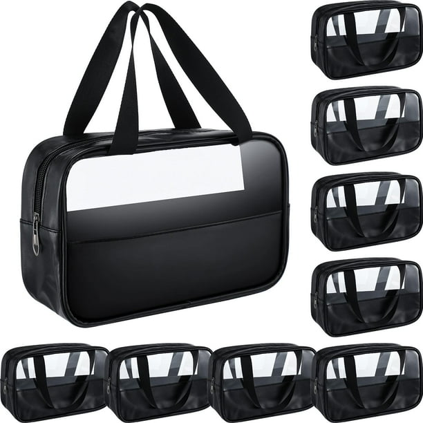 Bolsa de viaje para cosméticos Buryeah, translúcida, impermeable, negra, 9 unidades