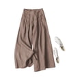 thumbnail image 5 of Laqbezok Women's Cotton Linen Wide Leg Pants, Elastic Waist Cropped Culottes with Pockets, Summer Casual Loose Trousers Summer Beach Capri Pants for Daily Wear, 5 of 5