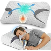 CPAP Pillow for Side Sleepers – Fits All CPAP Mask Types – Adjustable Memory Foam with Contoured Cutouts for Side, Back & Stomach Sleepers – Reduces Air Leaks & Mask Pressure a Better Sleep