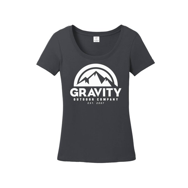 Gravity Outdoor Co. T-Shirt à Manches Courtes pour Femmes - Logo Blanc - Charbon - 2TG