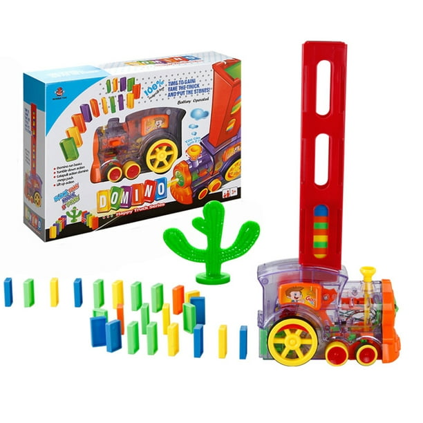 TureClos Automatic Domino Brick Train Kids Plastic Dominoes Blocks Toy  Children Educational Train Toy