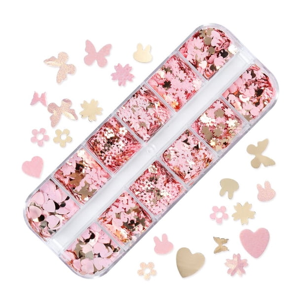 Lentejuelas redondas mezcladas brillantes para uñas, copos de brillo circulares iridiscentes para puntas de manicura, accesorios de decoración de Arte de uñas DIY, 12 cuadrículas